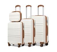 Kono Fashion Luggage Set of 4 PCS Lightweight ABS Hard Shell Trolley Travel Case with TSA Combination Lock and 4 Spinner Wheels 12" 20" 24" 28" Suitcase (4 Pcs Set, Cream White)