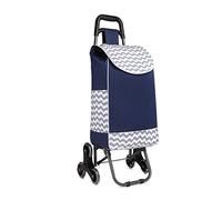 Kono Folding Shopping Trolley Lightweight and Waterproof 2 in 1 Shopping Cart with 6 Large Noiseless Wheels Detachable Stair Climbing Cart for Groceries (Navy)
