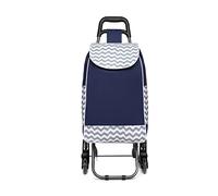 Kono Folding Shopping Trolley Lightweight and Waterproof 2 in 1 Shopping Cart with Insulated Cooling Bag Detachable Stair Climbing Cart for Groceries (Navy-Upgrade)