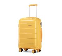 Kono Hard Shell 28 inch Large Check in Luggage in TSA Combination Lock 4 Wheeled Spinner Polypropylene Suitcase with YKK Zipper (L (74cm - 105L), Yellow)