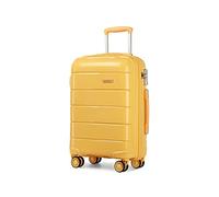 Kono Hard Shell 55cm Cabin Hand Luggage in TSA Lock 4 Wheeled Spinner Lightweight Polypropylene Suitcase with YKK Zipper (S (55cm - 38L), Yellow)