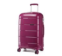 Kono Hard Shell 55cm Cabin Hand Luggage in TSA Lock 4 Wheeled Spinner Lightweight Polypropylene Suitcase (S (55cm - 38L), Purple)
