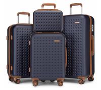 KONO Hard Shell Suitcase Set with TSA Lock, Lightweight ABS Luggage with Beauty Case in Multiple Sizes for All Travel (Blue)