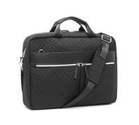 Kono Laptop Bag for Women, 15.6 Inch Quilted Laptop Briefcase, Ladies Water-Repellent Notebook Case, Large Shoulder Messenger Computer Bag for Business Work Travel (Black)