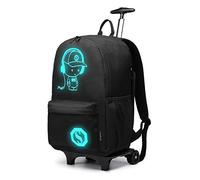 Kono Laptop Rucksack Waterproof Luminous Music Boy Wheeled Travel Backpack
