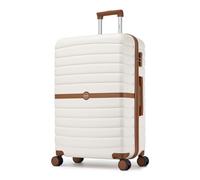 Kono Large Suitcase 28 inch Lightweight ABS + PC Hard Shell Trolley Case Travel Hold Check in Luggage with 3 Digit Combination Lock Spinner Wheels (Cream/Brown)