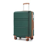 Kono Large Suitcase 28 Inch Luggage Lightweight ABS Hard Shell Trolley Travel Case with TSA Combination Lock and 4 Spinner Wheels (28", Green/Brown)
