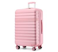 Kono Large Suitcase Check-in 28-Inch Expandable Luggage ABS+PC Hardshell Lightweight Travel Trolley with TSA Lock Spinner Wheels (Pink)