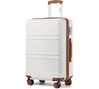 Kono Lightweight 4 Wheel ABS Hard Shell Medium Suitcase Sturdy 24" Trolley Travel Hand Carry-On Luggage with TSA Lock,(Cream White, Medium 24")