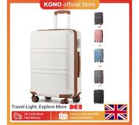 Kono Lightweight Cabin Suitcase - 20/24/28 Inch ABS Hard Shell, Fits EasyJet Under Seat, large-Compact Carry-On Trolley Case Nude