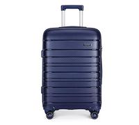 Kono Lightweight Polypropylene Medium Check in Luggage with 4 Spinner Wheels TSA Lock YKK Zipper Hard Shell Travel Trolley Suitcase (Navy, 65cm 66L)