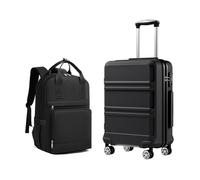 Kono Luggage Set 2 Piece - Cabin 20 Inch ABS+PC Hard Shell Carry on Suitcase with Ryanair Underseat Cabin Bag, TSA Lock and 4 Spinner Wheels, Hand Luggage for Weekend Getaways, Black