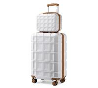 Kono Luggage Sets 2 Piece Hard Shell ABS Suitcase with TSA Lock Spinner Wheels Travel Carry On Hand Luggage 20 inch with Beauty Case (White)