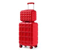 Kono Luggage Sets 2 Piece Hard Shell ABS Suitcase with TSA Lock Spinner Wheels Travel Carry On Hand Luggage 20 inch with Beauty Case (Red)