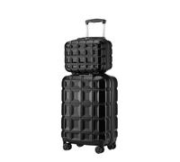 Kono Luggage Sets 2 Piece Hard Shell ABS Suitcase with TSA Lock Spinner Wheels Travel Carry On Hand Luggage 20 inch with Beauty Case (Black)