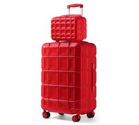 Kono Luggage Sets 2 Piece Hard Shell ABS Suitcase with TSA Lock Spinner Wheels Travel Large Check in Luggage 28 inch with Beauty Case (Red)