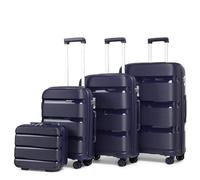 Kono Luggage Sets 2 Piece Hard Shell Cabin Suitcase 4 Spinner Wheels Lightweight Polypropylene 20 Inch Carry On with 14 Inch Beauty Case(Navy)