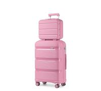Kono Luggage Sets 2 Piece Hard Shell Polypropylene Travel Trolley with 4 Spinner Wheels TSA Combination Lock Carry On Hand Cabin Suitcase with Beauty Case (Pink)
