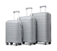 Kono Luggage Sets 3 piece, Cabin/Medium/Large Hard Shell Suitcase Set Lightweight Polypropylene with 4 Spinner Wheels and TSA Lock YKK Zipper for Business Family Travel Holiday (Grey)