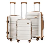Kono Luggage Sets 3 piece, Cabin/Medium/Large Hard Shell Suitcase Set Lightweight Polypropylene with 4 Spinner Wheels and TSA Lock YKK Zipper for Business Family Travel Holiday (Cream White)