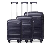 Kono Luggage Sets 3 piece, Cabin/Medium/Large Hard Shell Suitcase Set Lightweight Polypropylene with 4 Spinner Wheels and TSA Lock YKK Zipper for Business Family Travel Holiday (Navy)