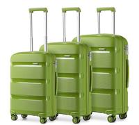 Kono Luggage Sets 3 Piece Hard Shell 20/24/28 Inch Suitcase with 4 Spinner Wheels Lightweight Polypropylene Travel Trolley (Green)