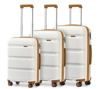 Kono Luggage Sets 3 piece Hard Shell 20/24/28 Inch Suitcase with 4 Spinner Wheels Lightweight Polypropylene Travel Trolley (Cream)