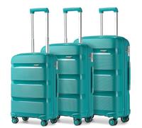 Kono Luggage Sets 3 Piece Hard Shell Travel Trolley 4 Spinner Wheels Lightweight Polypropylene Suitcase with TSA Lock (Turquoise,56cm/65cm/76cm)