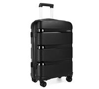 Kono Luggage Sets 3 Piece Hard Shell Travel Trolley 4 Spinner Wheels Lightweight Polypropylene Suitcase with TSA Lock (Black,55cm/65cm/76cm)