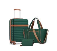 Kono Luggage Sets 3 Piece, Lightweight Cabin Suitcase Hard Shell ABS+PC Carry On Case with TSA Lock 4 Spinner Wheels, 20 Inch Trolley with Duffels Bag & Toiletry Bag Travel Set (Green)