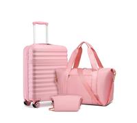 Kono Luggage Sets 3 Piece, Lightweight Cabin Suitcase Hard Shell ABS+PC Carry On Case with TSA Lock 4 Spinner Wheels, 20 Inch Trolley with Duffels Bag & Toiletry Bag Travel Set (Pink)