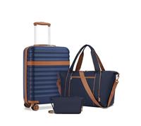 Kono Luggage Sets 3 Piece, Lightweight Cabin Suitcase Hard Shell ABS+PC Carry On Case with TSA Lock 4 Spinner Wheels, 20 Inch Trolley with Duffels Bag & Toiletry Bag Travel Set (Navy)