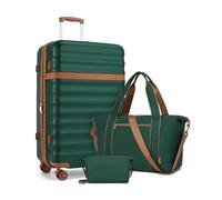 Kono Luggage Sets 3 Piece, Lightweight Large Suitcase Hard Shell Expandable ABS+PC Case with TSA Lock 4 Spinner Wheels, 28 Inch Trolley with Duffels Bag & Toiletry Bag Travel Set (Green)