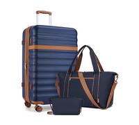 Kono Luggage Sets 3 Piece, Lightweight Large Suitcase Hard Shell Expandable ABS+PC Case with TSA Lock 4 Spinner Wheels, 28 Inch Trolley with Duffels Bag & Toiletry Bag Travel Set (Navy)