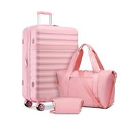 Kono Luggage Sets 3 Piece, Lightweight Large Suitcase Hard Shell Expandable ABS+PC Case with TSA Lock 4 Spinner Wheels, 28 Inch Trolley with Duffels Bag & Toiletry Bag Travel Set (Pink)