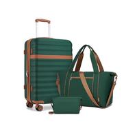 Kono Luggage Sets 3 Piece, Lightweight Medium Suitcase Hard Shell Expandable ABS+PC Case with TSA Lock 4 Spinner Wheels, 24 Inch Trolley with Duffels Bag & Toiletry Bag Travel Set (Green)