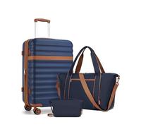 Kono Luggage Sets 3 Piece, Lightweight Medium Suitcase Hard Shell Expandable ABS+PC Case with TSA Lock 4 Spinner Wheels, 24 Inch Trolley with Duffels Bag & Toiletry Bag Travel Set (Navy)