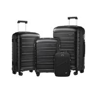Kono Luggage Sets 4 piece, 20/24/28 Inch Lightweight Polypropylene Hard Shell Suitcase Set with Ryanair Easyjet Cabin Underseat Bag (Black)