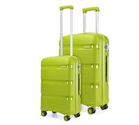 Kono Luggage Sets 4 Piece Hard Shell Travel Trolley with 4 Spinner Wheels TSA Combination Lock 20" 24" 28" Lightweight Polypropylene Suitcase + 14" Beauty Case (Green)