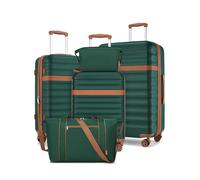 Kono Luggage Sets 5 Piece, Lightweight Suitcases Hard Shell ABS+PC Cases with TSA Lock 4 Spinner Wheels, 20 24 28 Inch Trolleys with Duffels Bag & Toiletry Bag Travel Set (Green)