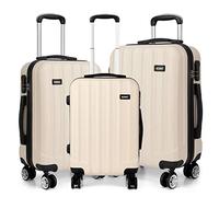 Kono Luggage Sets ABS Hard Shell Suitcases 3 Pieces 20" 24" 28" Inches 4 Wheels Suitcase (Beige Set)