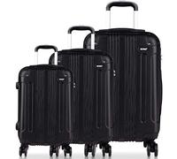 Kono Luggage Sets ABS Hard Shell Suitcases 3 Pieces 20" 24" 28" Inches 4 Wheels Suitcase (V Black Set) K1777 BK SET