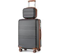 Kono Luggage Sets of 2 Piece Lightweight 20 inch ABS Hard Shell Travel Carry on Suitcase with TSA Lock + 12 inch Portable Hand Cabin Case (Grey/Brown)
