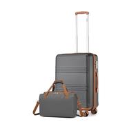 Kono Luggage Sets of 2 Piece Lightweight 51.5x38x21cm ABS Hard Shell Travel Carry on Suitcase with TSA Combination Lock + Ryanair 40x20x25cm Cabin Bag (Grey+Brown)