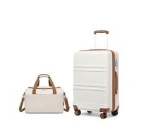 Kono Luggage Sets of 2 Piece Lightweight 52x38x21cm ABS+PC Hard Shell Travel Carry on Suitcase with TSA Combination Lock + Ryanair 40x20x25cm Cabin Bag (Cream White, 20 Inch Luggage Set)