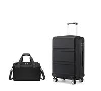 Kono Luggage Sets of 2 Piece Lightweight 52x38x21cm ABS+PC Hard Shell Travel Carry on Suitcase with TSA Combination Lock + Ryanair 40x20x25cm Cabin Bag (Black, 20 Inch Luggage Set)