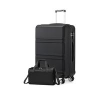 Kono Luggage Sets of 2 Piece Lightweight ABS Hard Shell Large 75x48x30cm Check in Suitcase with TSA Combination Lock + Ryanair 40x20x25cm Cabin Bag (Black, 28 Inch Luggage Set)
