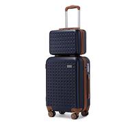 Kono Luggage Sets of 2 Piece Lightweight ABS Hard Shell Suitcase with 4 Wheels Travel Carry On Hand Cabin Luggage Suitcase with Beauty Case (Set of 2, Navy)