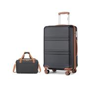 Kono Luggage Sets of 2 Piece Lightweight ABS+PC Hard Shell Large Check in Suitcase with TSA Combination Lock + Ryanair 40x20x25cm Cabin Bag (Black/Brown, 28 Inch Luggage Set)