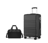 Kono Luggage Sets of 2 Piece Lightweight ABS+PC Hard Shell Medium Check in Suitcase with TSA Combination Lock + Ryanair 40x20x25cm Cabin Bag (Black, 24 Inch Luggage Set)